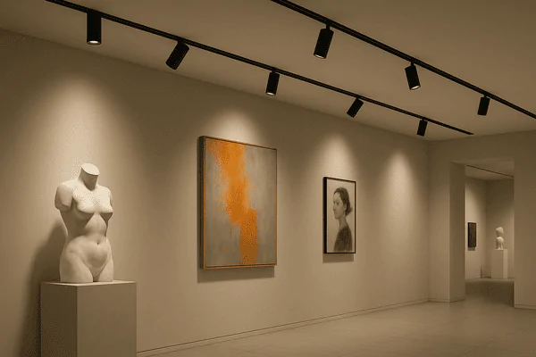 Gallery lighting with magnetic tracks