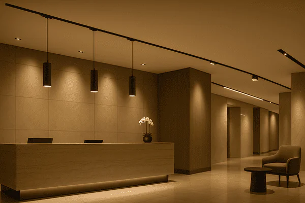Hotel lobby magnetic lighting